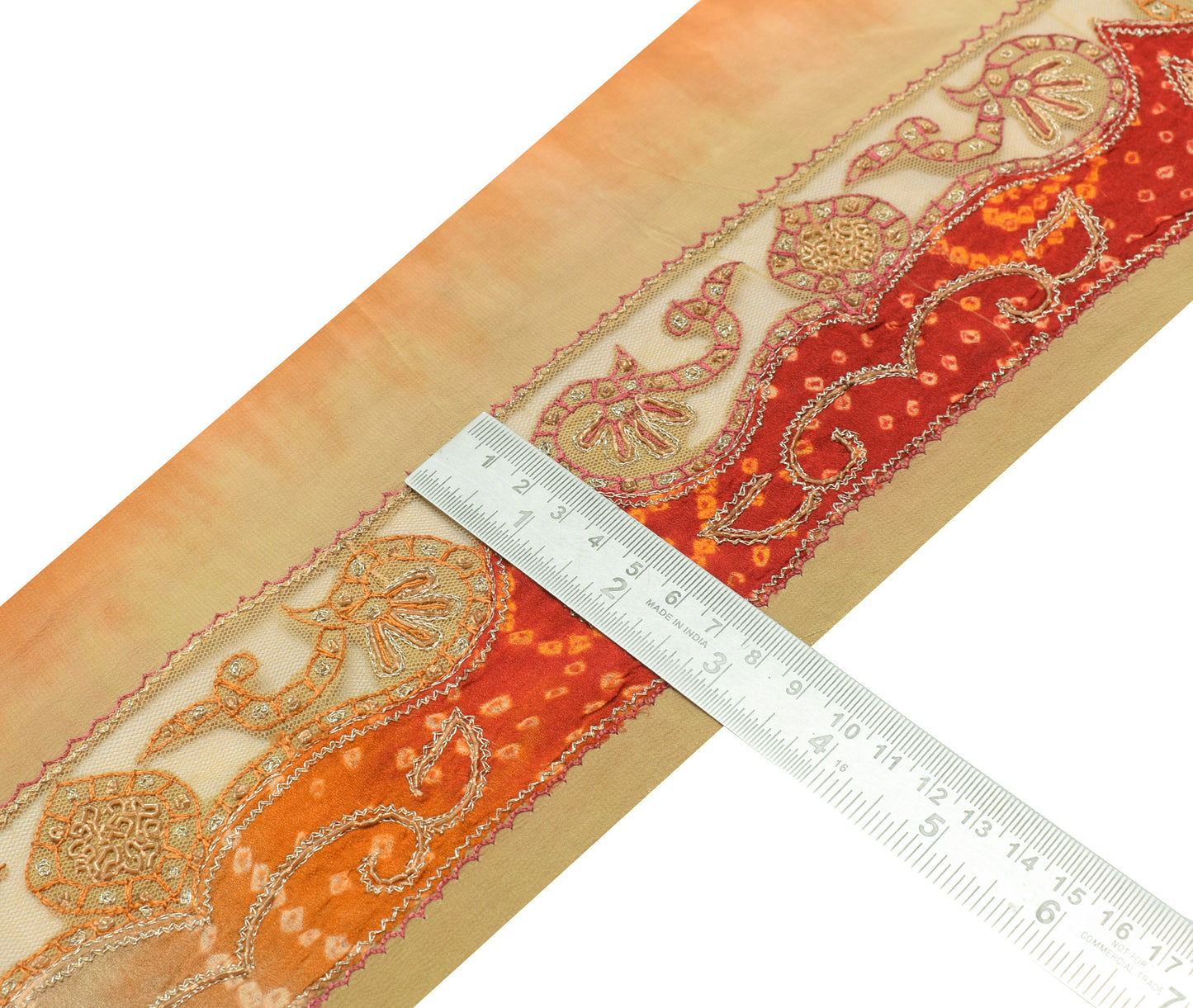 Sushila Vintage Saree Border Indian Craft Sewing Trim Hand Beaded Lace Ribbon