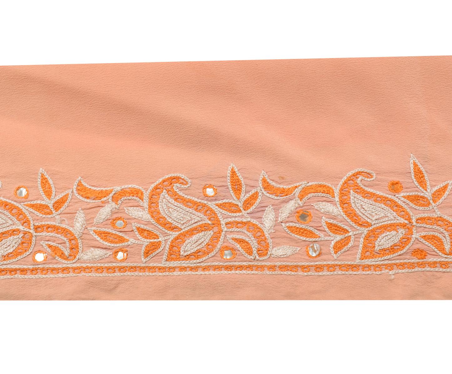 Sushila Vintage Peach Saree Border Indian Craft Sewing Trim Embroidered Ribbon