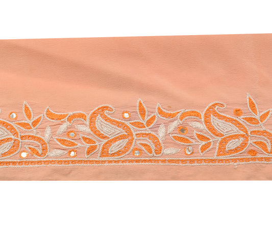 Sushila Vintage Peach Saree Border Indian Craft Sewing Trim Embroidered Ribbon