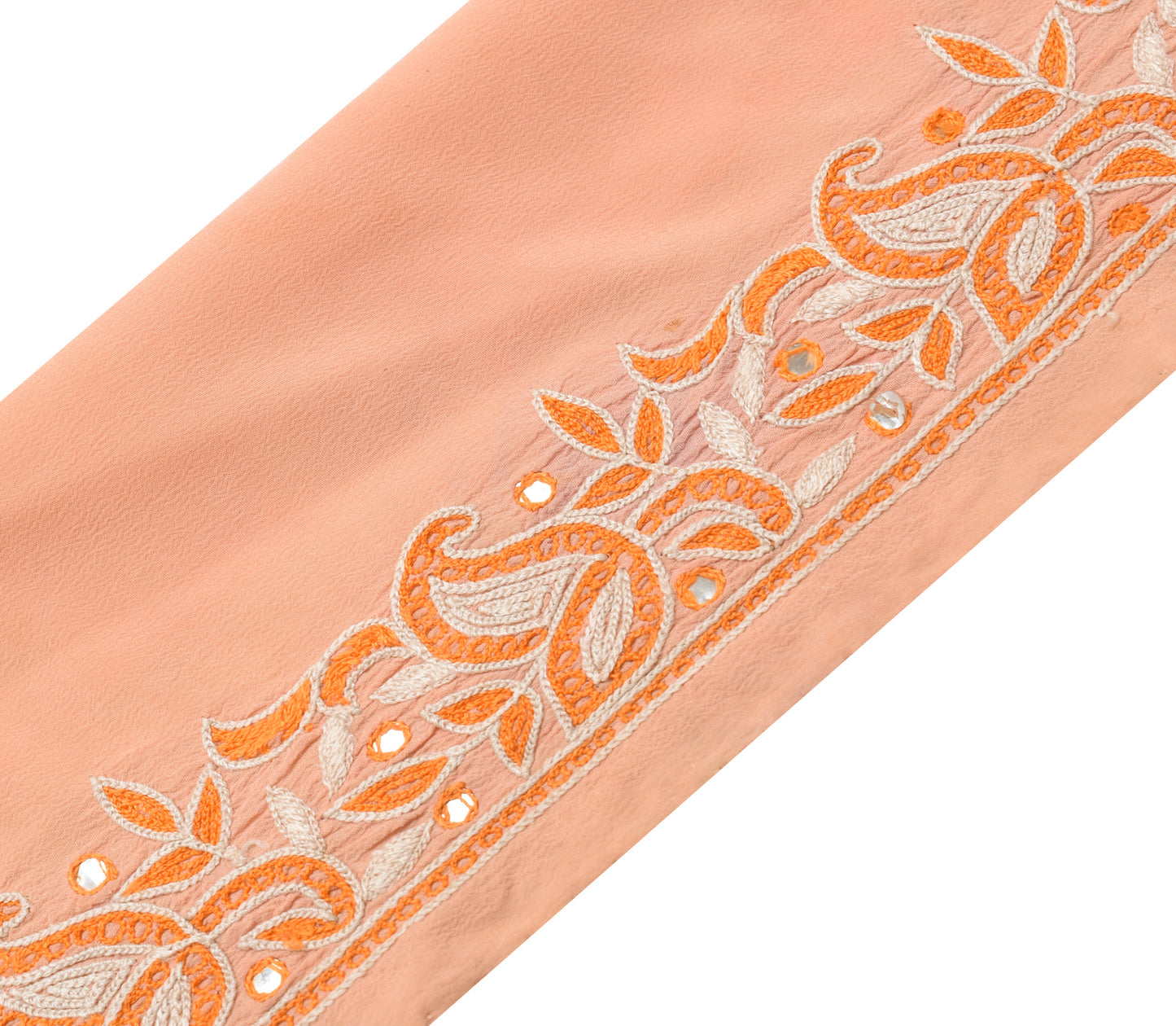 Sushila Vintage Peach Saree Border Indian Craft Sewing Trim Embroidered Ribbon