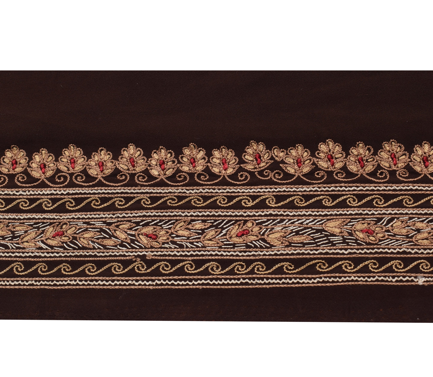 Sushila Vintage Brown Saree Border Indian Craft Sewing Trim Embroidered Ribbon