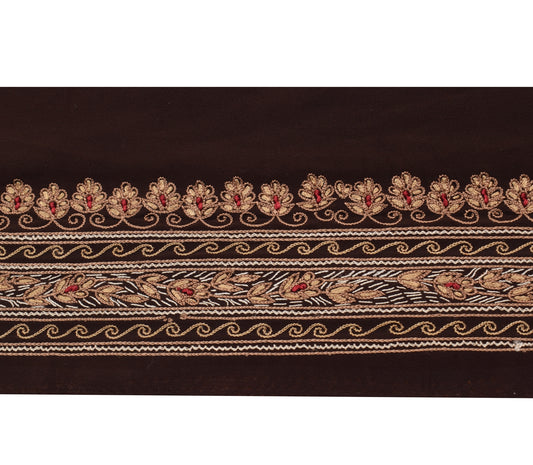 Sushila Vintage Brown Saree Border Indian Craft Sewing Trim Embroidered Ribbon