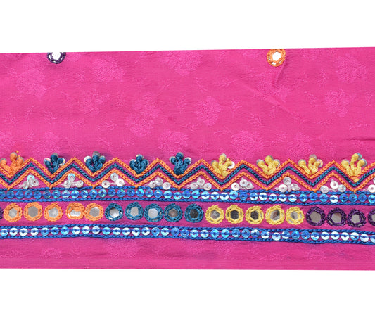Sushila Vintage Pink Saree Border Indian Craft Sewing Trim Hand Beaded Ribbon