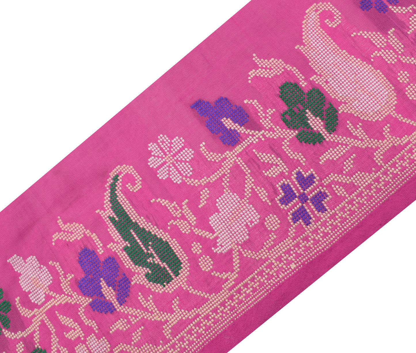 Sushila Vintage Pink Saree Border Indian Craft Sewing Trim Woven Lace Ribbon