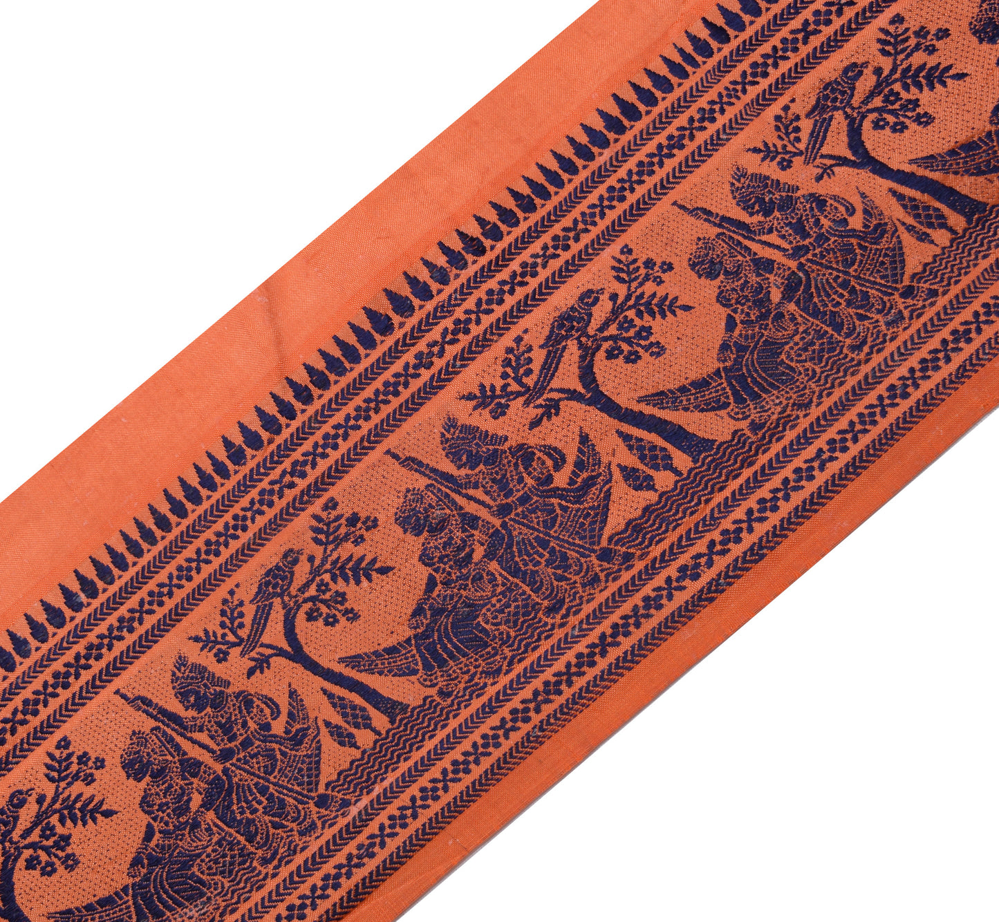 Sushila Vintage Orange Saree Border Indian Craft Sewing Trim Woven Lace Ribbon