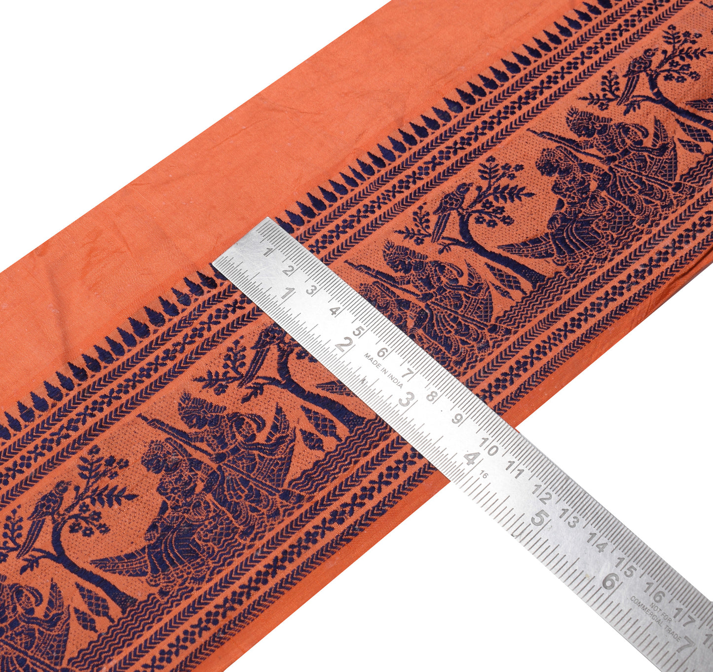 Sushila Vintage Orange Saree Border Indian Craft Sewing Trim Woven Lace Ribbon