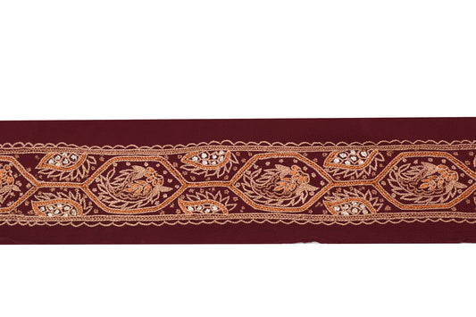 Sushila Vintage Maroom Saree Border Indian Craft Sewing Trim Embroidered Lace