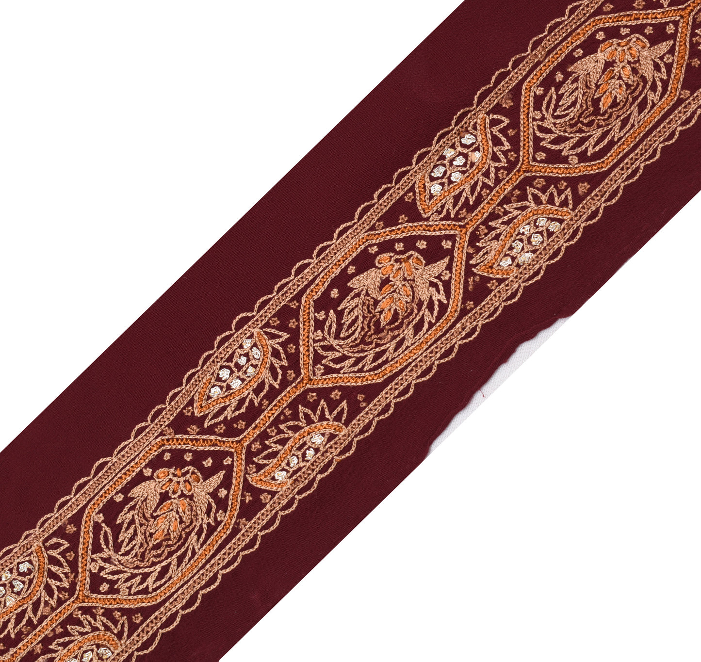Sushila Vintage Maroom Saree Border Indian Craft Sewing Trim Embroidered Lace