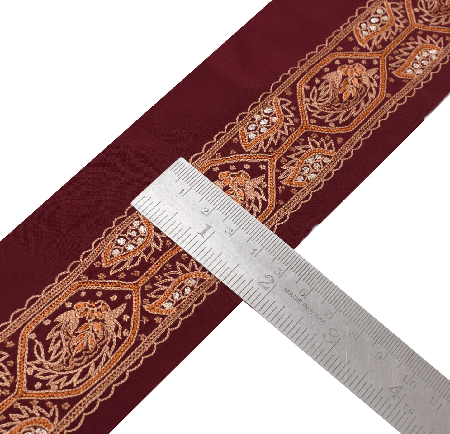 Sushila Vintage Maroom Saree Border Indian Craft Sewing Trim Embroidered Lace