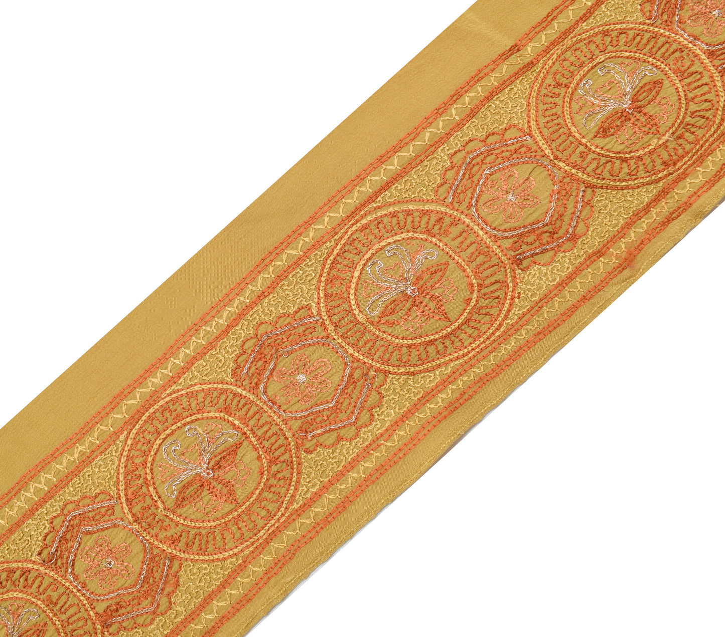 Sushila Vintage Green Saree Border Indian Craft Sewing Trim Embroidered Lace