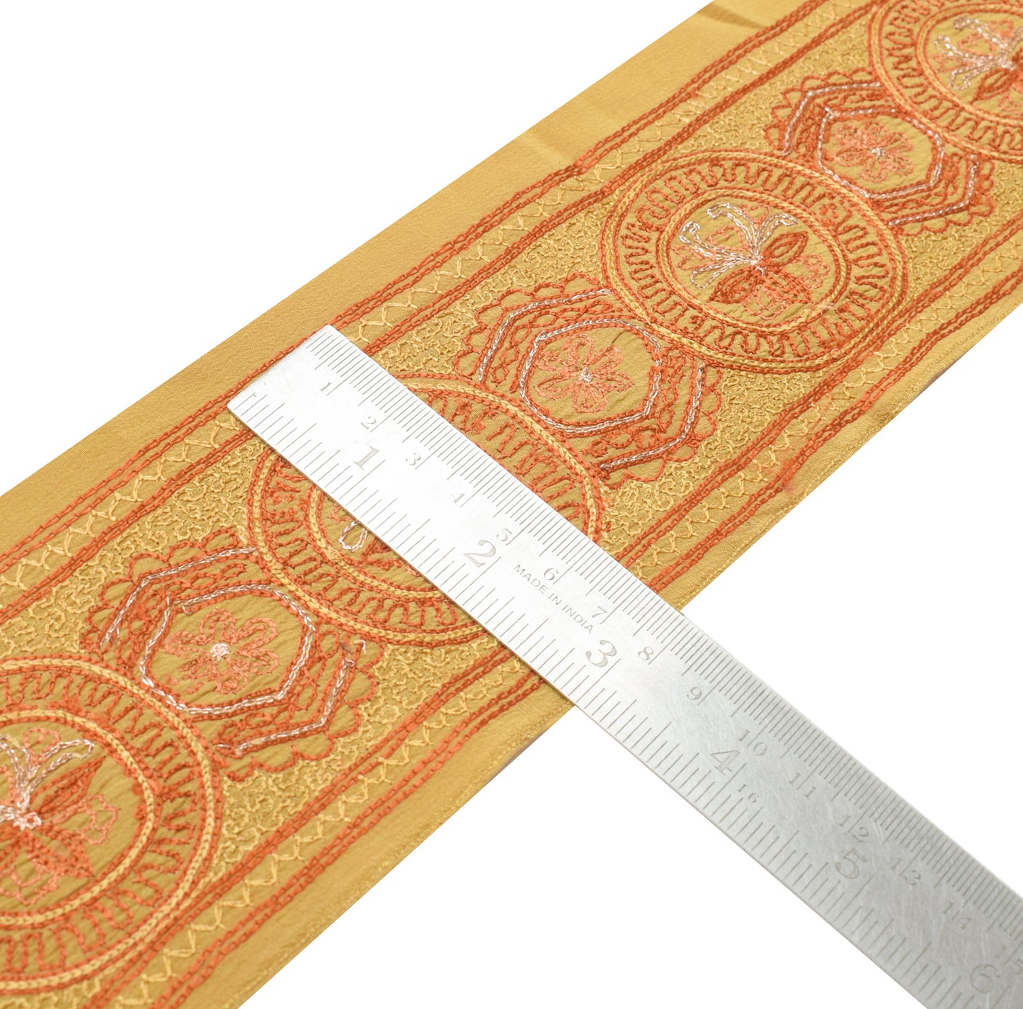 Sushila Vintage Green Saree Border Indian Craft Sewing Trim Embroidered Lace