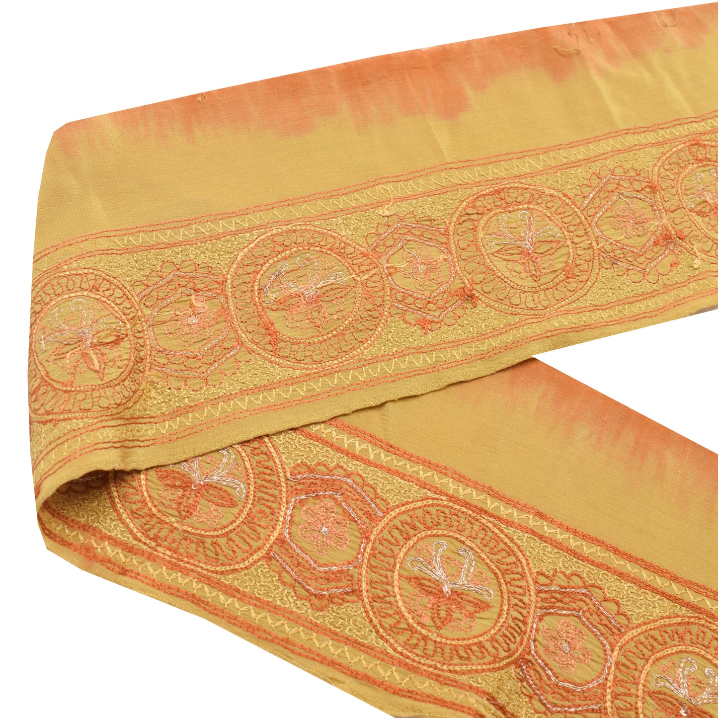 Sushila Vintage Green Saree Border Indian Craft Sewing Trim Embroidered Lace