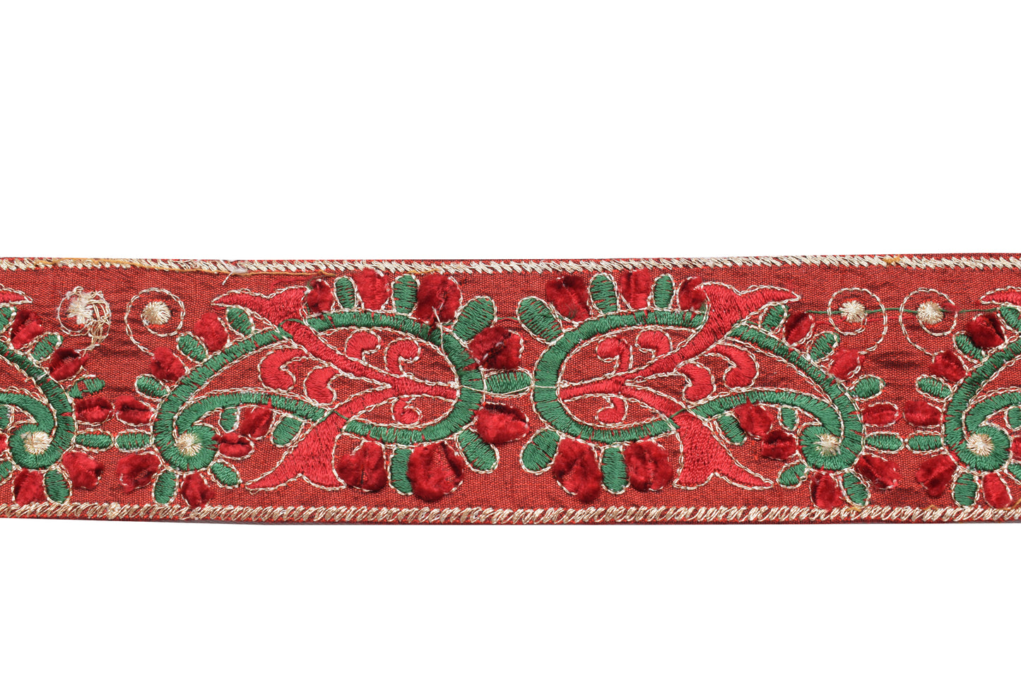 Sushila Vintage Red Saree Border Indian Craft Sewing Trim Embroidery Lace Ribbon