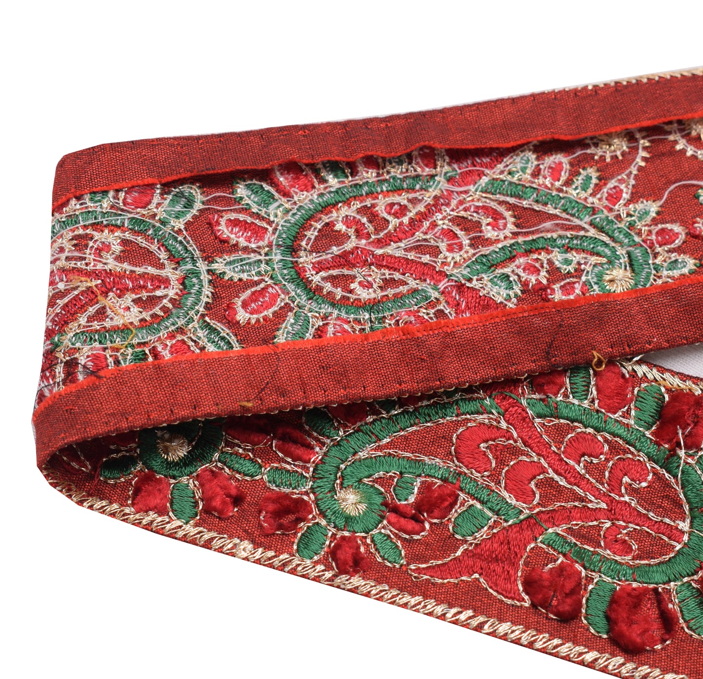 Sushila Vintage Red Saree Border Indian Craft Sewing Trim Embroidery Lace Ribbon