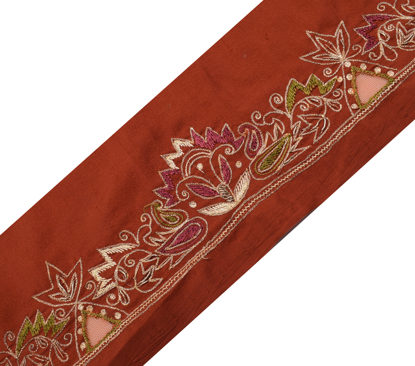 Sushila Vintage Rust Saree Border Indian Craft Sewing Trim Embroidered  Ribbon