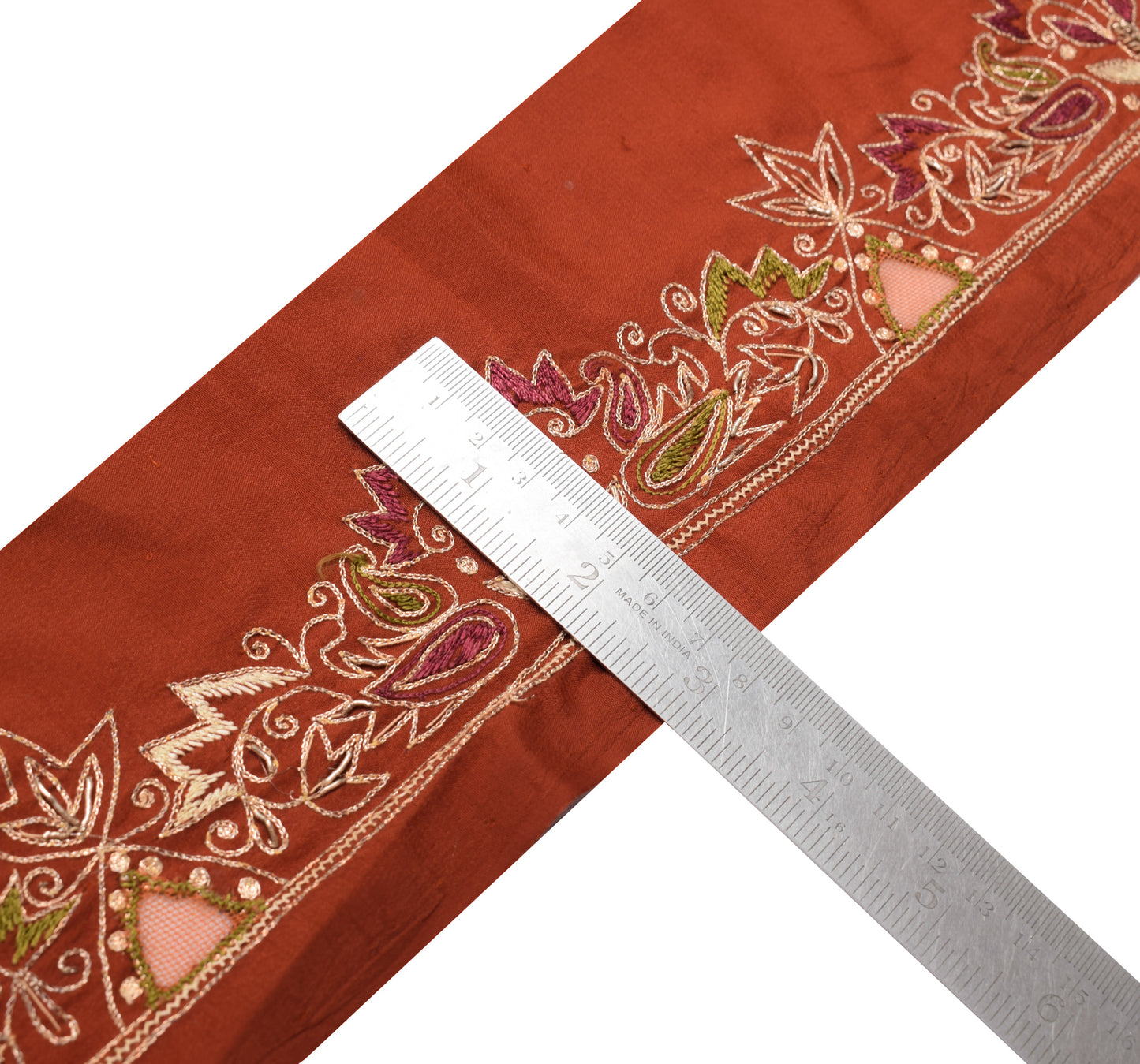 Sushila Vintage Rust Saree Border Indian Craft Sewing Trim Embroidered  Ribbon