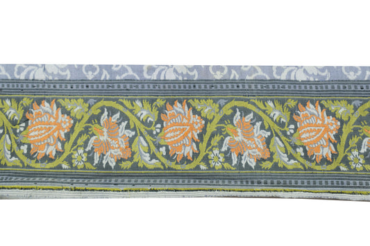 Sushila Vintage Gray Saree Border Indian Craft Sewing Trim Woven Lace Ribbon