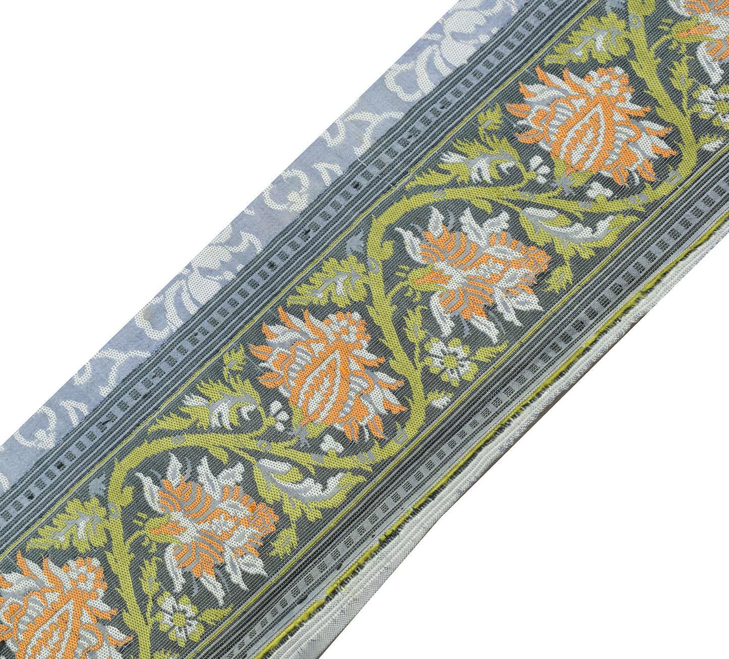 Sushila Vintage Gray Saree Border Indian Craft Sewing Trim Woven Lace Ribbon