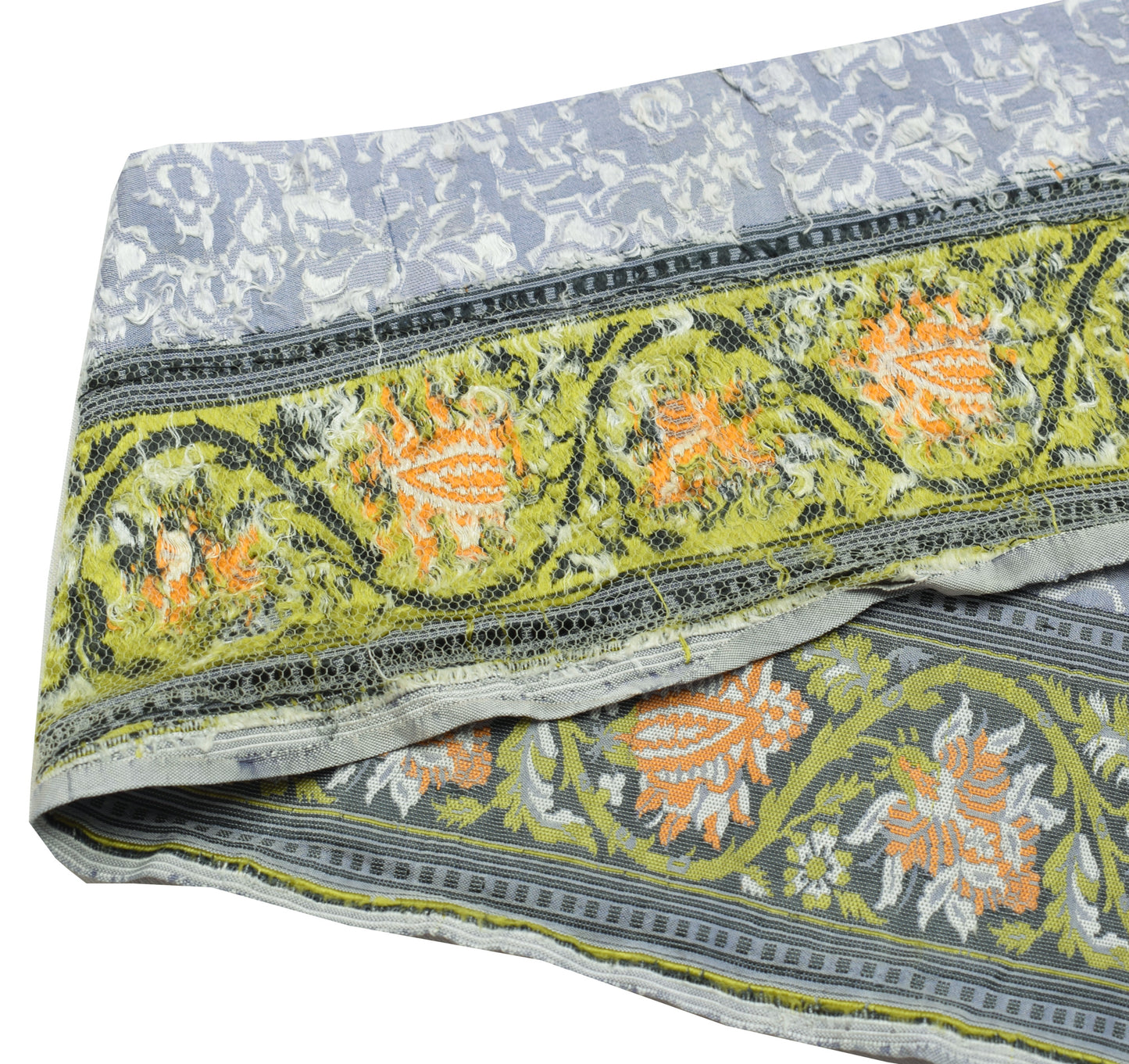 Sushila Vintage Gray Saree Border Indian Craft Sewing Trim Woven Lace Ribbon