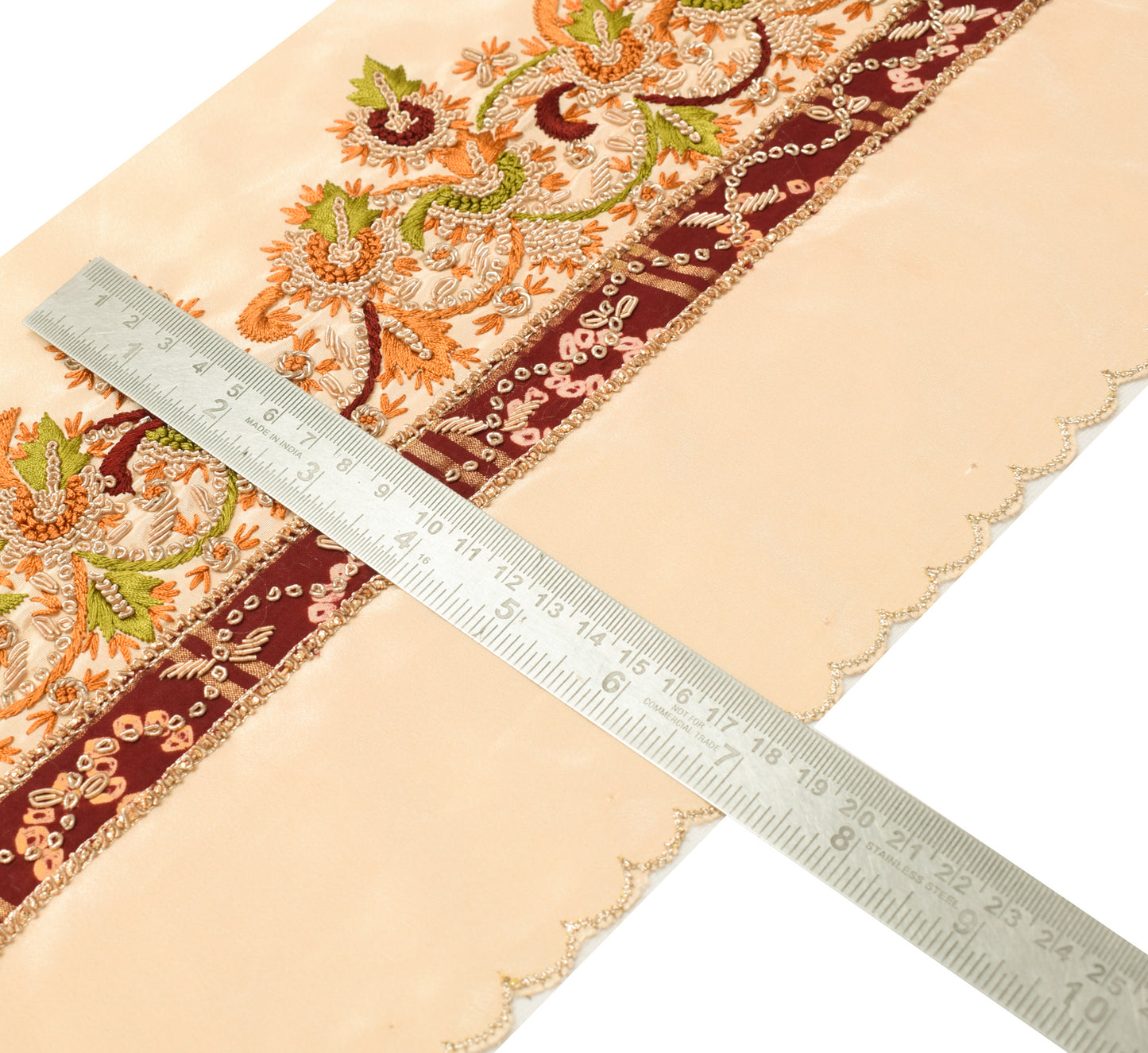 Sushila Vintage Cream Saree Border Indian Craft Sewing Trim Hand Beaded Ribbon