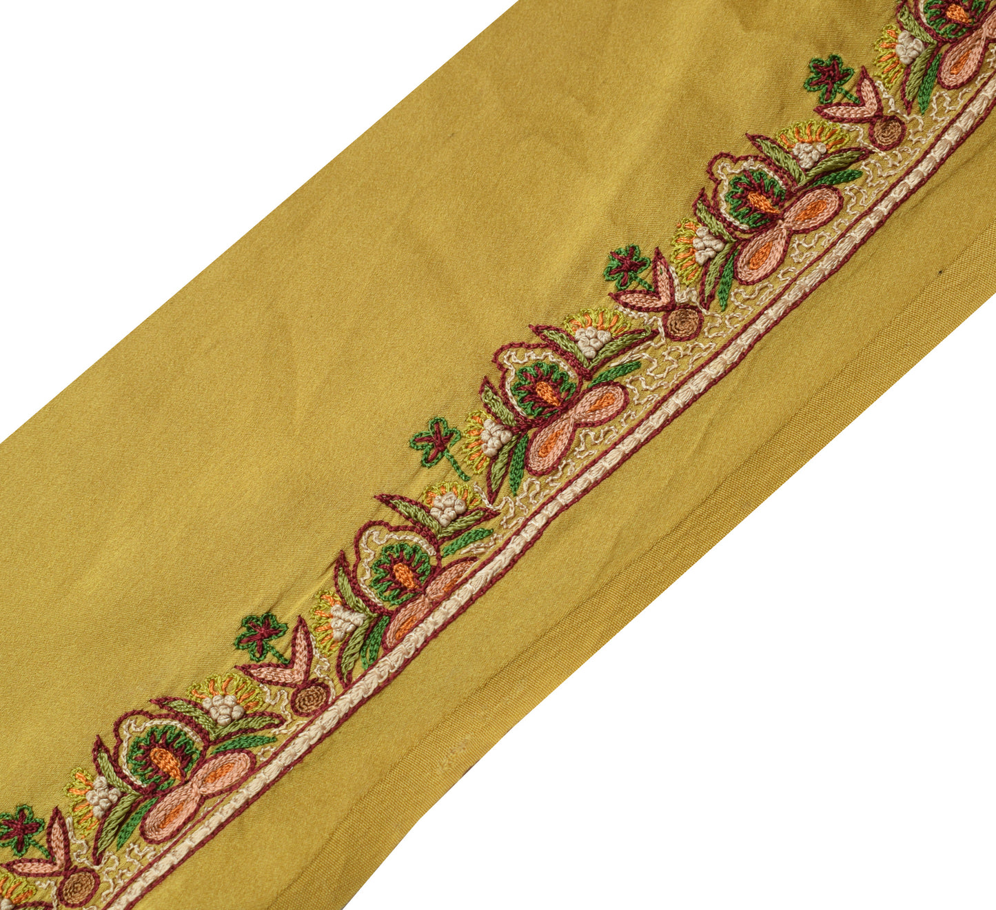 Sushila Vintage Green Saree Border Indian Craft Sewing Trim Embroidered Lace