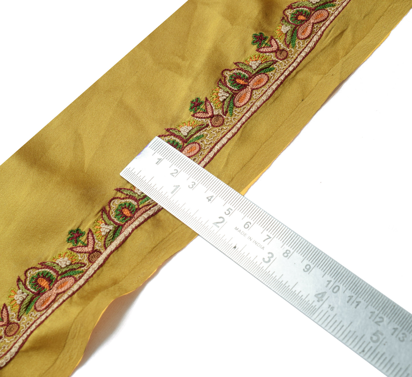 Sushila Vintage Green Saree Border Indian Craft Sewing Trim Embroidered Lace