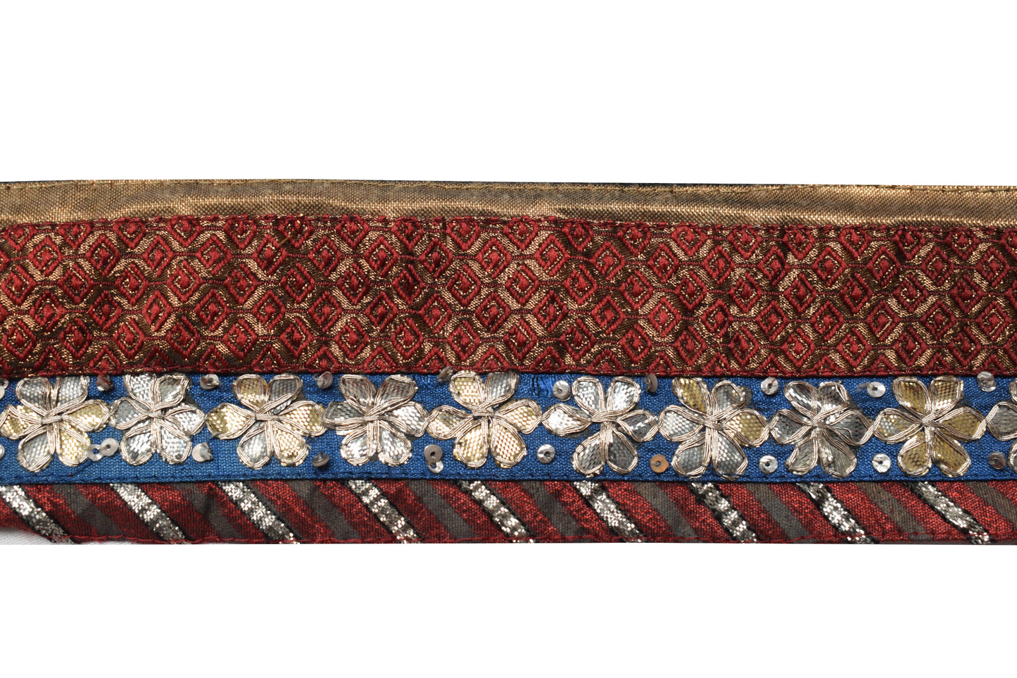 Sushila Vintage Saree Border Indian Craft Sewing Trim Hand Beaded Lace Ribbon