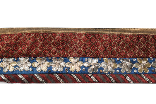 Sushila Vintage Saree Border Indian Craft Sewing Trim Hand Beaded Lace Ribbon