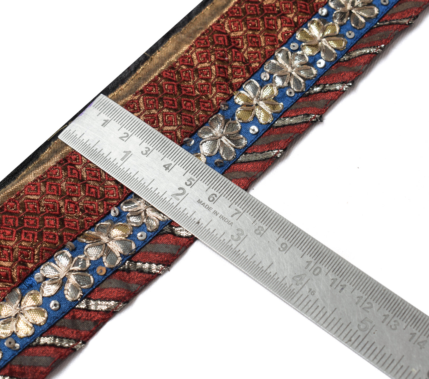 Sushila Vintage Saree Border Indian Craft Sewing Trim Hand Beaded Lace Ribbon