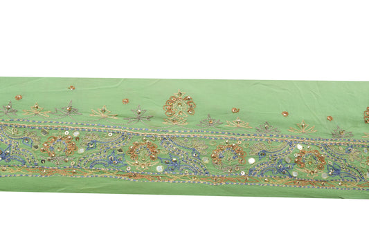 Sushila Vintage Green Saree Border Indian Craft Sewing Trim Embroidered Ribbon