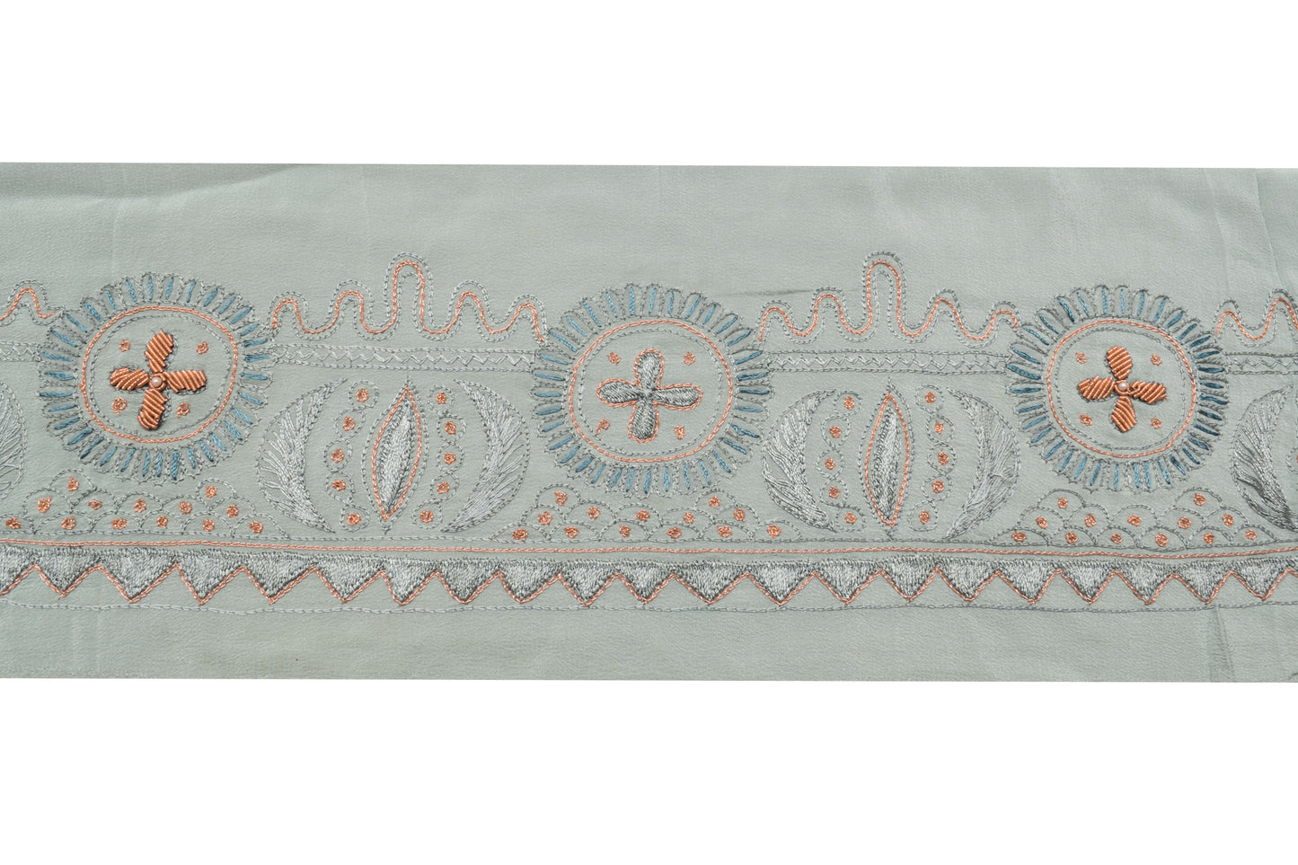 Sushila Vintage Gray Saree Border Indian Craft Sewing Trim Hand Beaded Ribbon