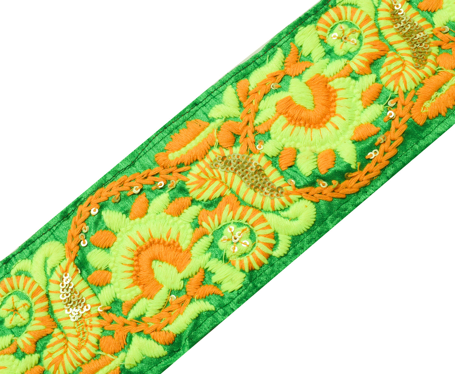 Sushila Vintage Green Saree Border Indian Craft Sewing Trim Embroidered  Ribbon
