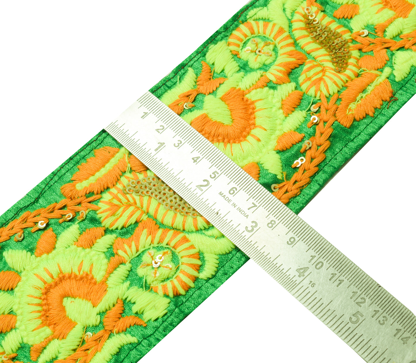 Sushila Vintage Green Saree Border Indian Craft Sewing Trim Embroidered  Ribbon
