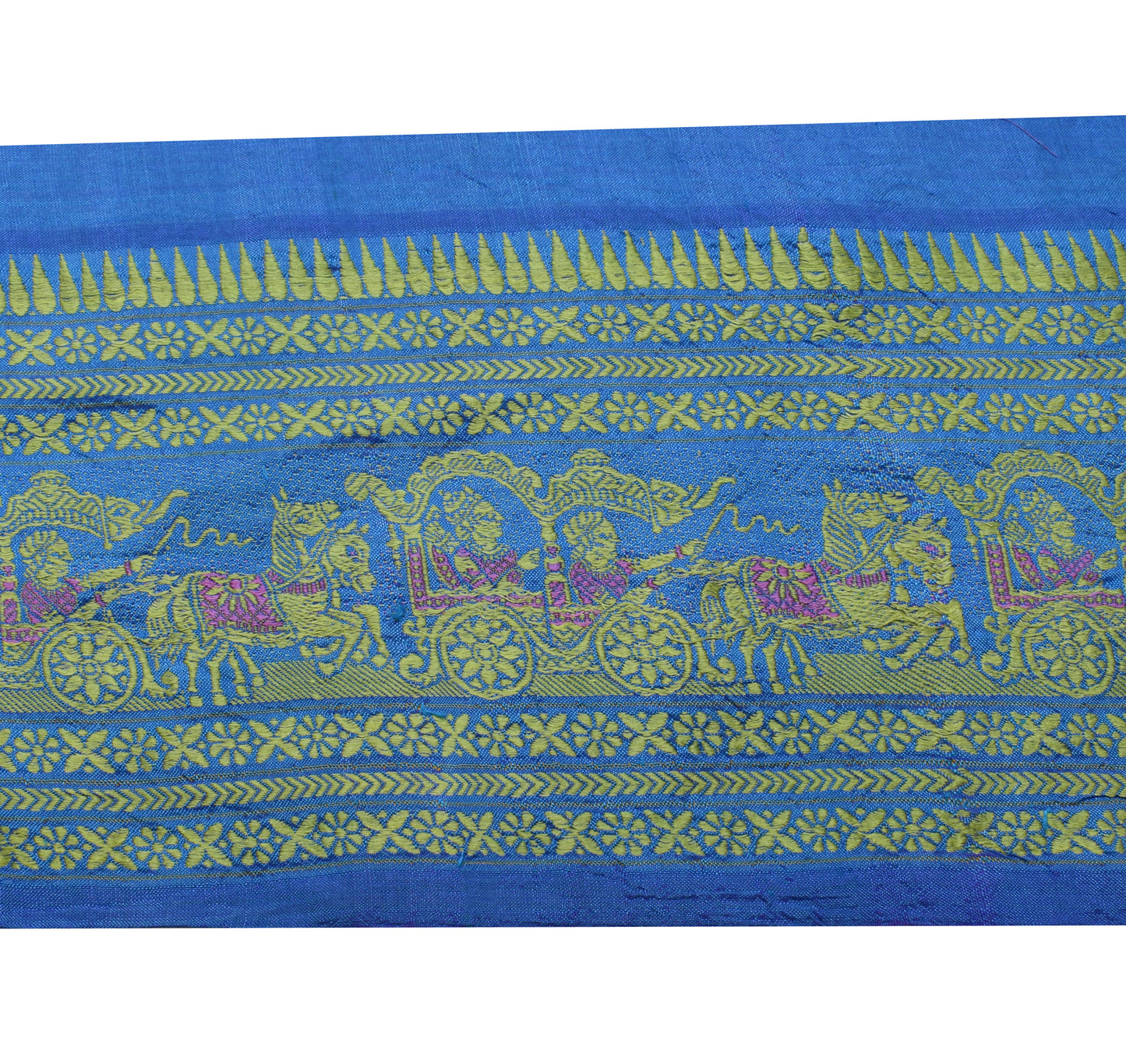 Sushila Vintage Blue Saree Border Indian Craft Sewing Trim Woven Lace Ribbon