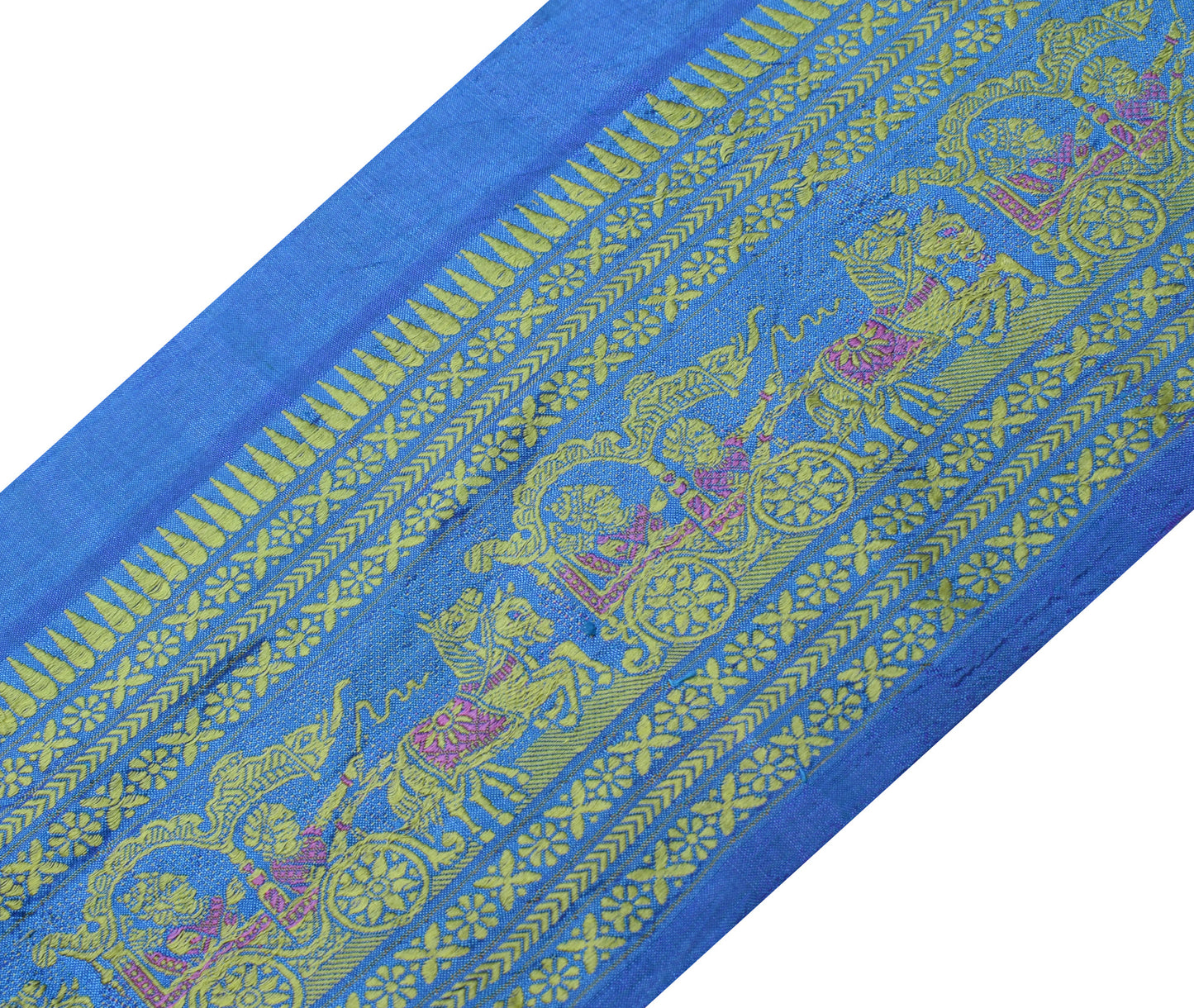 Sushila Vintage Blue Saree Border Indian Craft Sewing Trim Woven Lace Ribbon