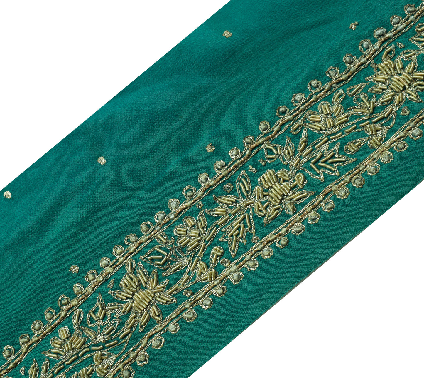 Sushila Vintage Saree Border Indian Craft Sewing Trim Hand Beaded Lace Ribbon