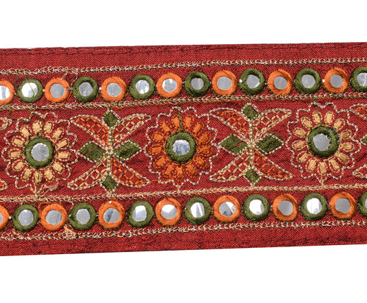 Sushila Vintage Red Saree Border Indian Craft Sewing Trim Embroidery Lace Ribbon