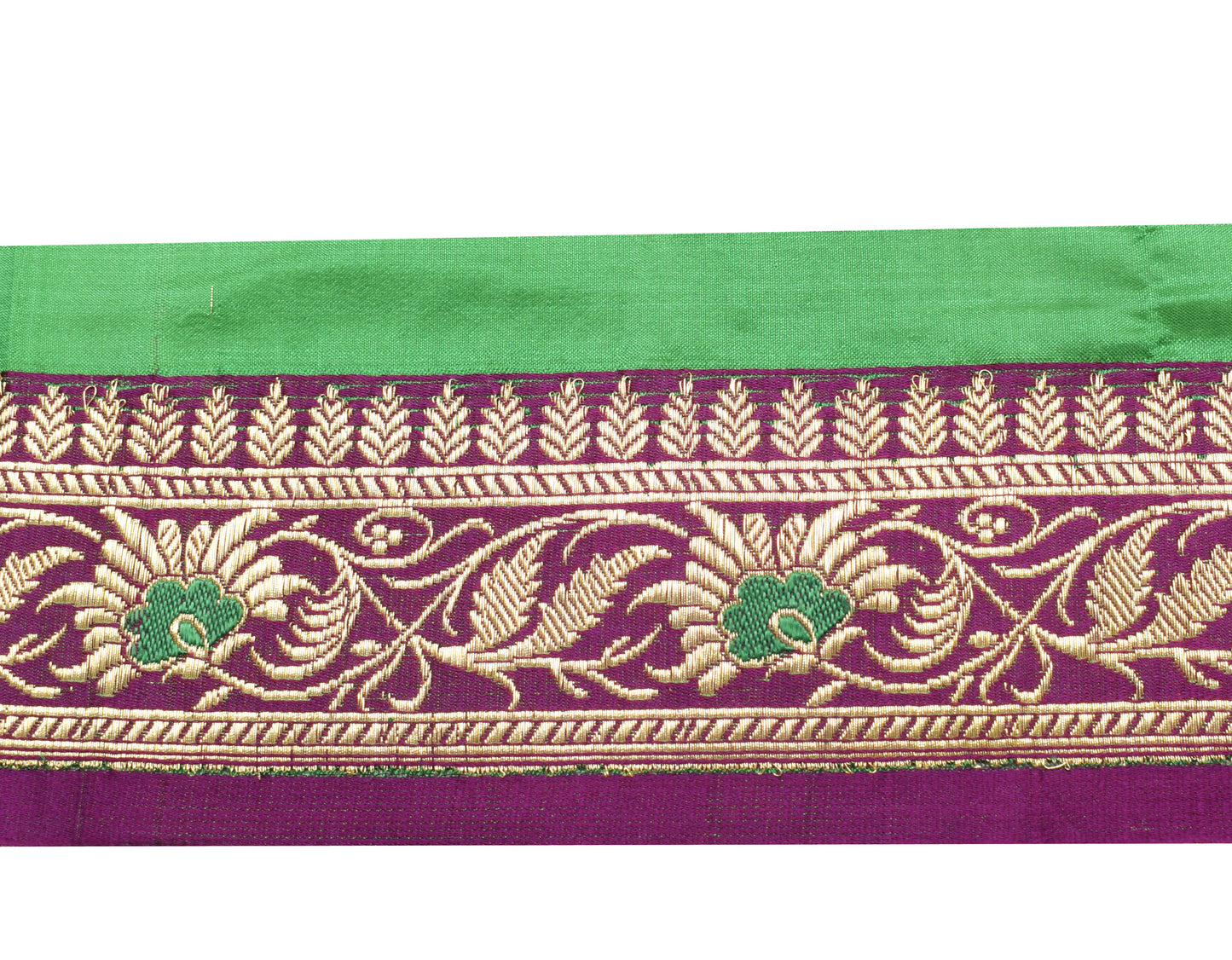 Sushila Vintage Purple Banarasi Sari Border Indian Craft Sewing Trim Woven Lace