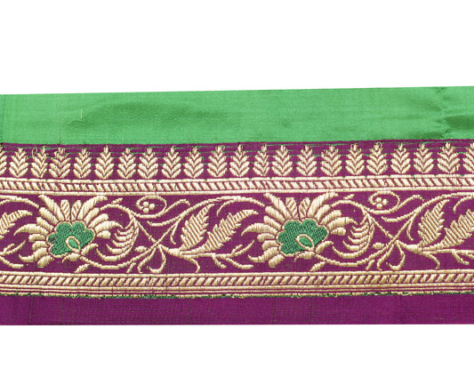 Sushila Vintage Purple Banarasi Sari Border Indian Craft Sewing Trim Woven Lace