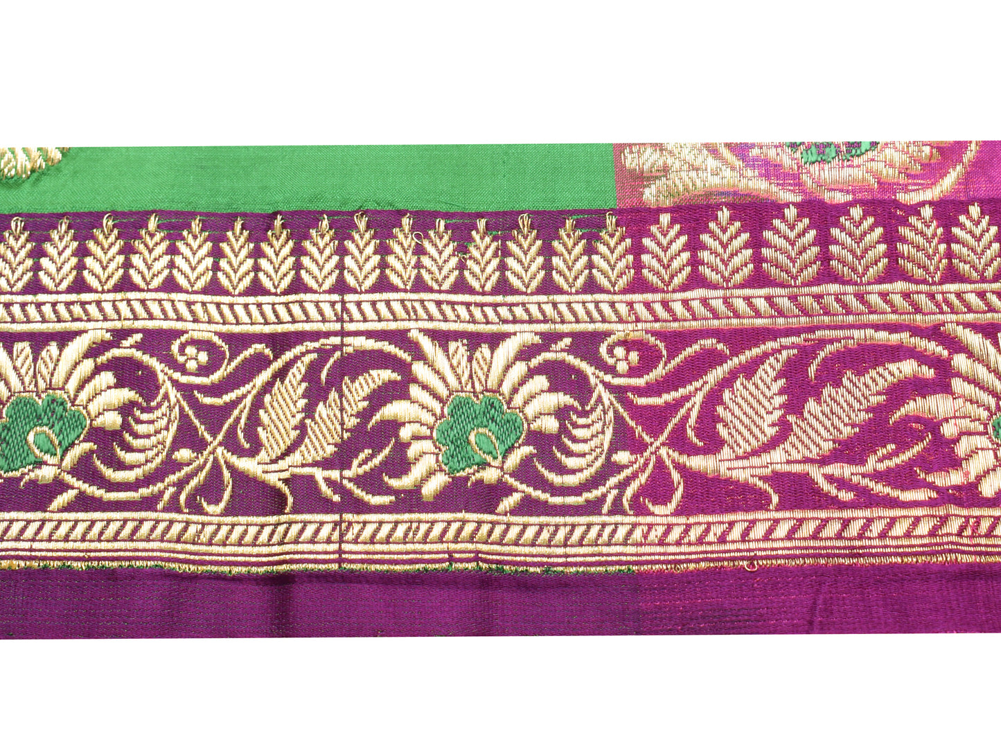 Sushila Vintage Purple Banarasi Sari Border Indian Craft Sewing Trim Woven Lace