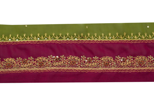 Sushila Vintage Magenta Saree Border Indian Craft Sewing Trim Embroidered Lace