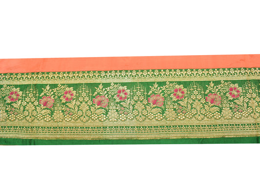 Sushila Vintage Green Banarasi Saree Border Craft Sewing Trim Woven Lace Ribbon