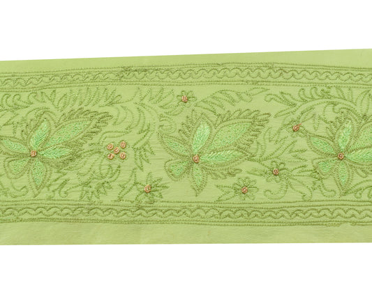 Sushila Vintage Green Saree Border Craft Sewing Trim Embroidered Lace Ribbon