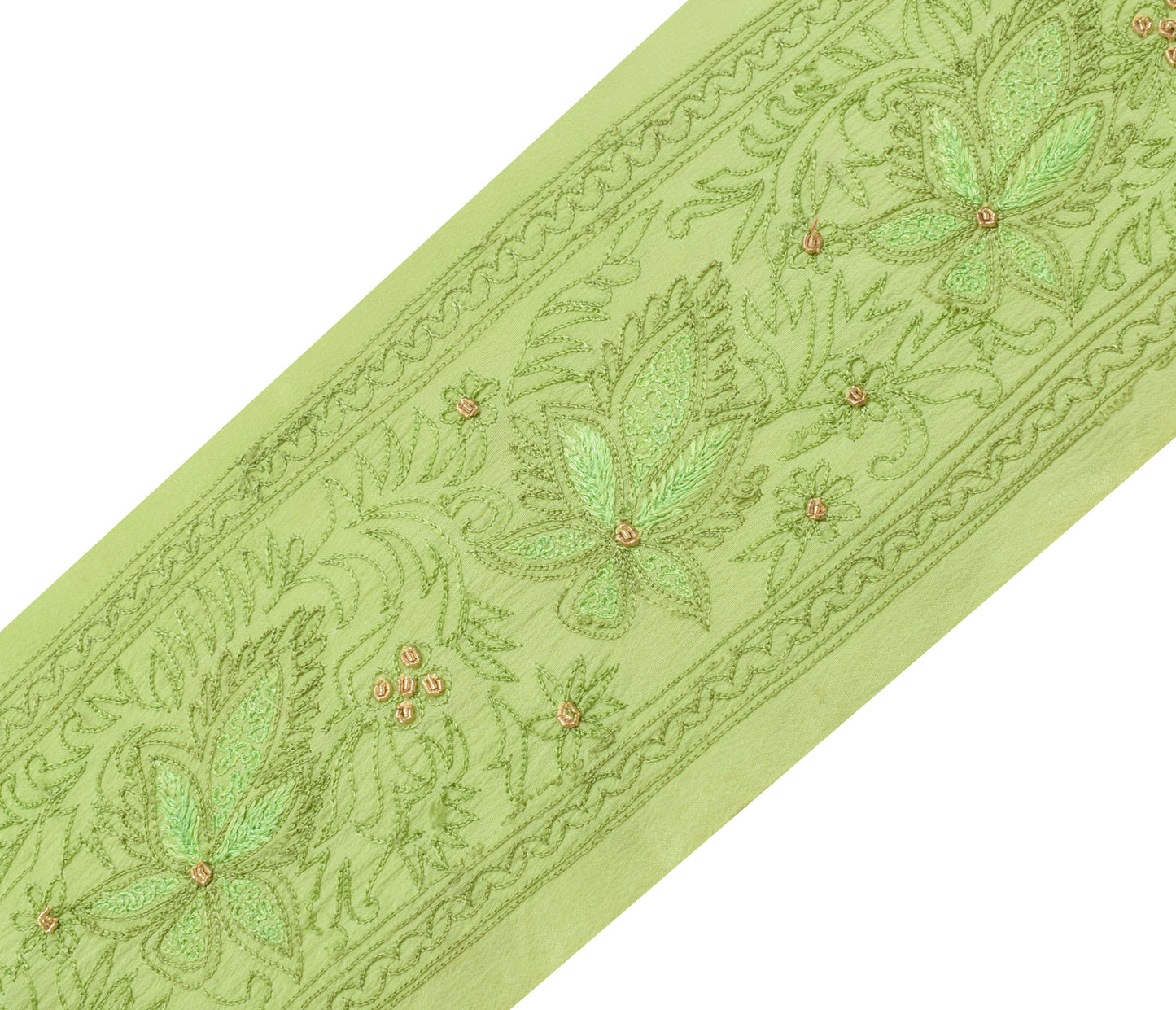 Sushila Vintage Green Saree Border Craft Sewing Trim Embroidered Lace Ribbon