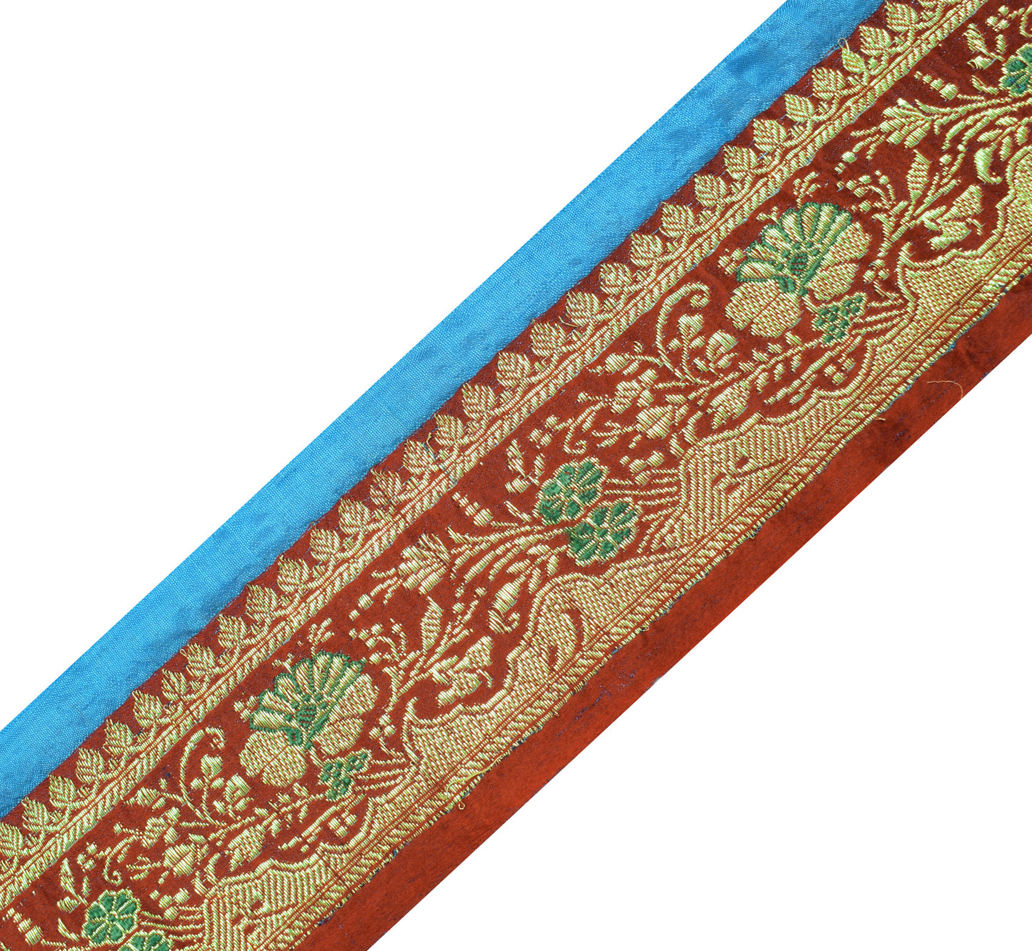 Sushila Vintage Maroon Banarasi Saree Border Craft Sewing Trim Woven Lace Ribbon