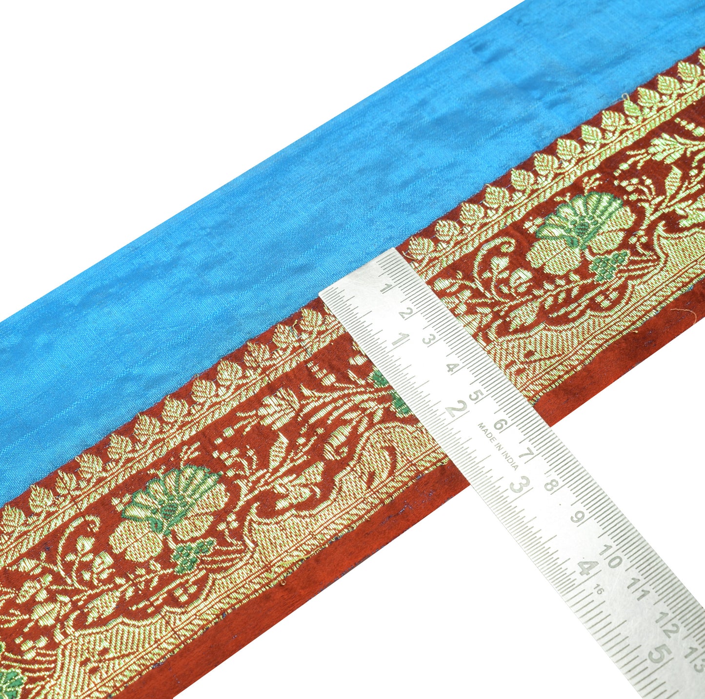 Sushila Vintage Maroon Banarasi Saree Border Craft Sewing Trim Woven Lace Ribbon
