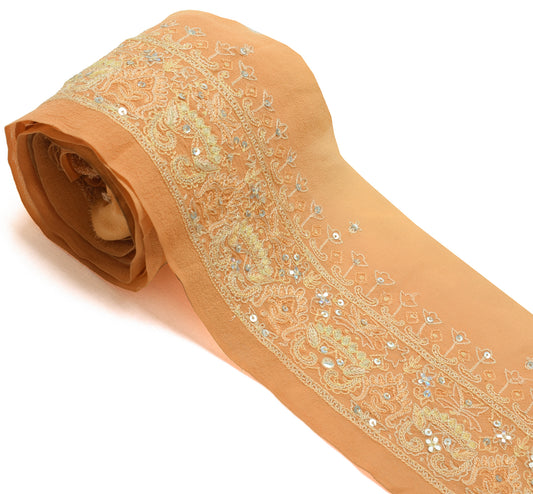 Sushila Vintage Peach Saree Border Indian Craft Sewing Trim Embroidered Ribbon