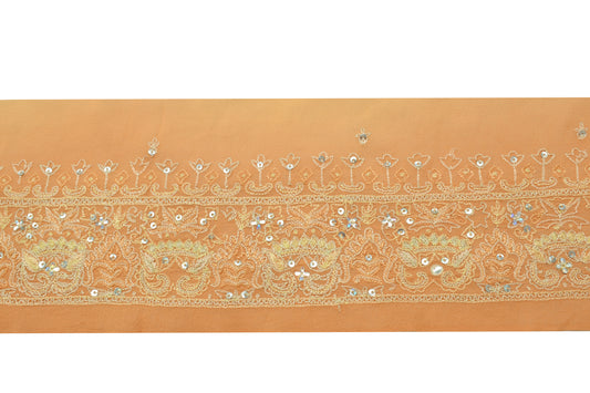 Sushila Vintage Peach Saree Border Indian Craft Sewing Trim Embroidered Ribbon