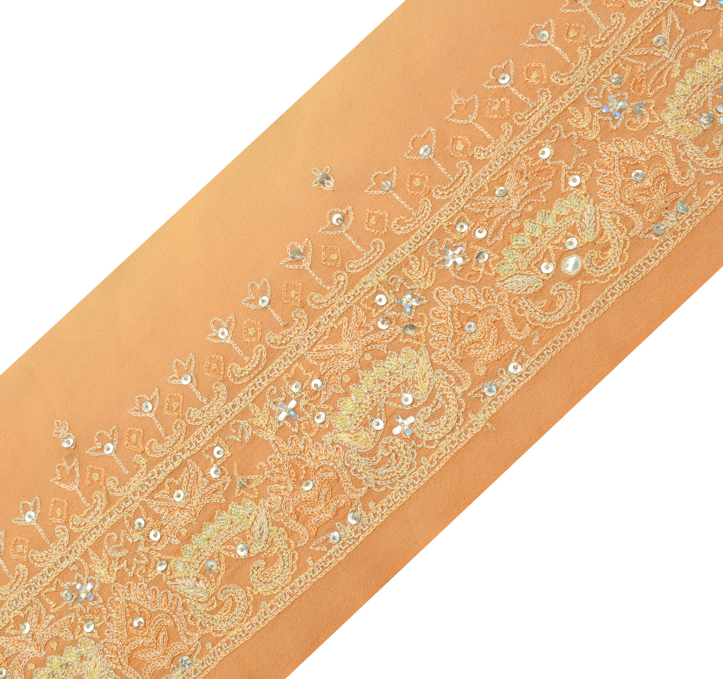 Sushila Vintage Peach Saree Border Indian Craft Sewing Trim Embroidered Ribbon