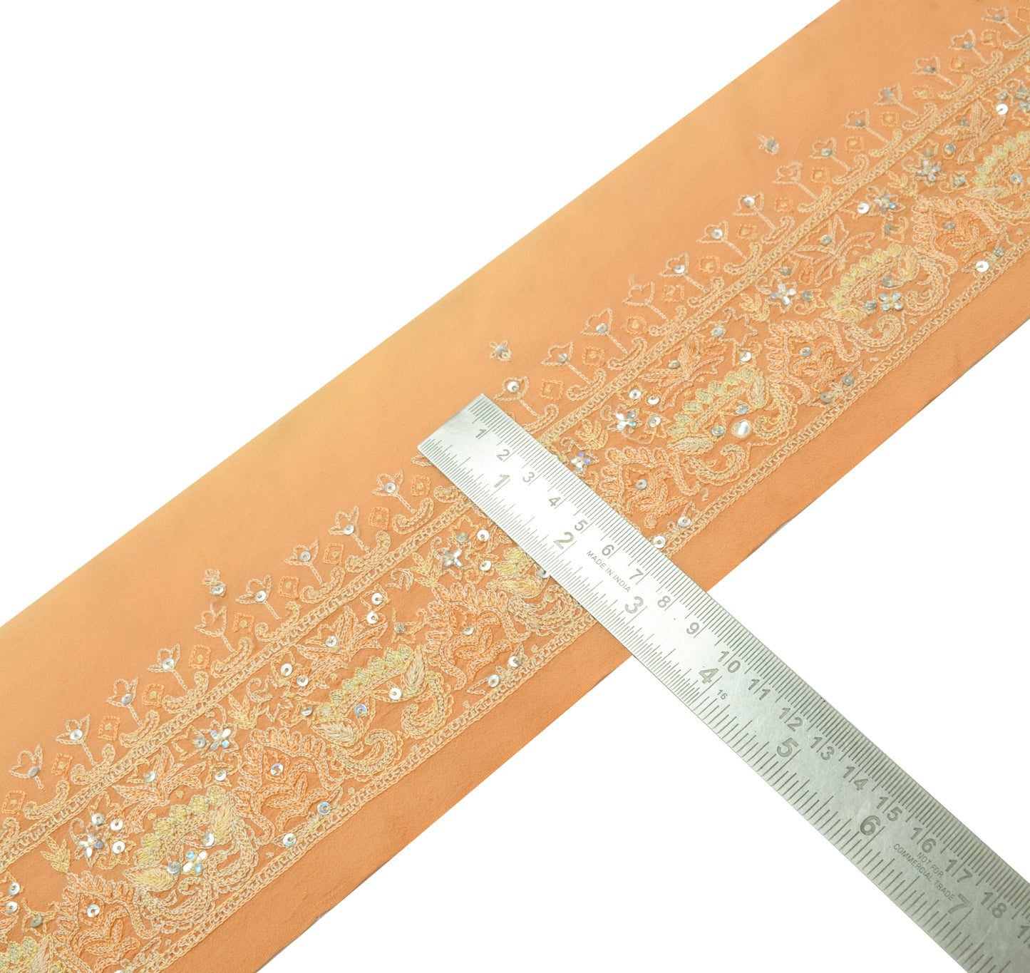 Sushila Vintage Peach Saree Border Indian Craft Sewing Trim Embroidered Ribbon